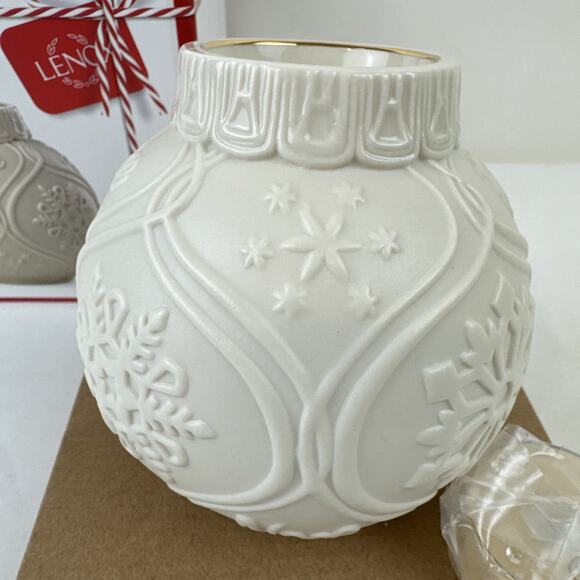 Lenox Christmas Candle holder Ornament White Christmas Joy Peace Tealight Noel - Picture 3 of 16